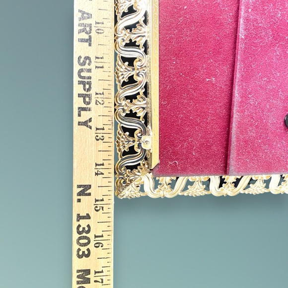 1954 Hollywood Regency Standing Mirror Vanity Display Tray 10x15” w/ Note - Picture 11 of 12